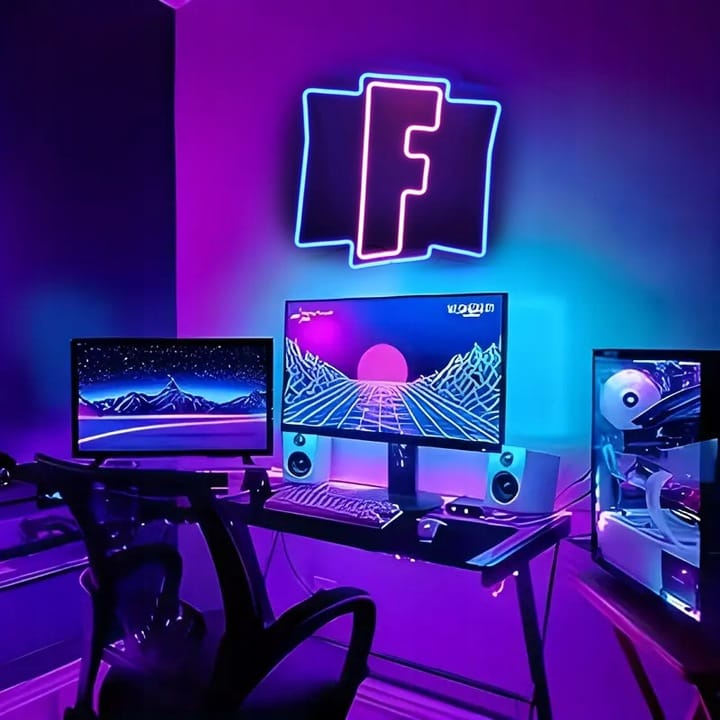 Neon Fortnite LED Dla gracza / gamer / dekoracja ścienna / ozdoba / prezent - obrazek 3